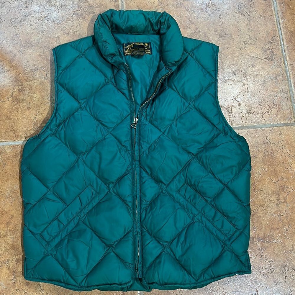 Eddie‎ Bauer Vintage 80's Goose Down Green and Blue Winter Puffer Vest size M